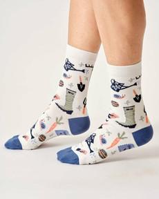 Bamboe damessokken tuinieren – stone white via Lotika