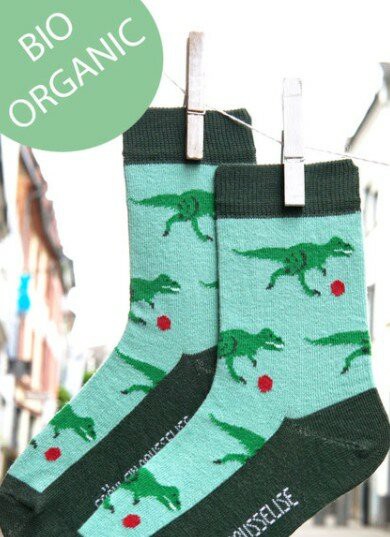 Kindersokken biologisch katoen dino's - groen 19-22 from Lotika