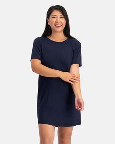 Bamboe dames nachthemd korte mouw Nora – navy via Lotika