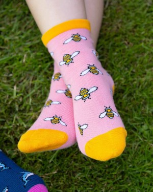 Bamboe kindersokken bijen - roze from Lotika