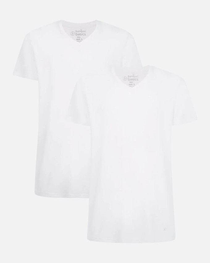 Bamboo Basics bamboe T-Shirt V-hals Velo 2-pack – wit from Lotika