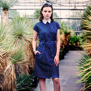 Summer Dress Navy palmtree from Mon Col Anvers