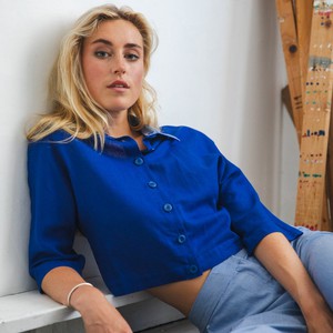Umber blouse Royal blue from Mon Col Anvers