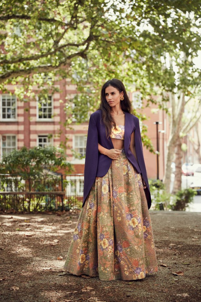 ETHEREAL FLORAL JACQUARD LONG EVENING SKIRT from MONIQUE SINGH