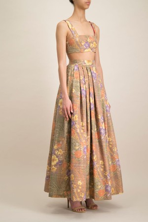 ETHEREAL FLORAL JACQUARD LONG EVENING SKIRT from MONIQUE SINGH