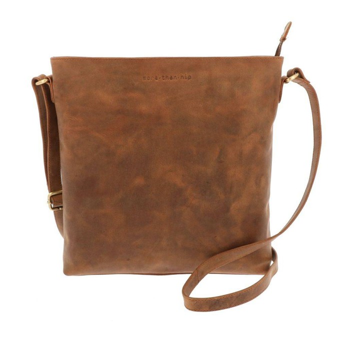 Crossbody schoudertas in mat bruin vintage ecoleer - Bryony from MoreThanHip