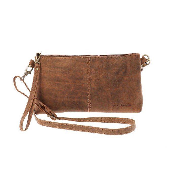 Crossbody tasje van mat bruin vintage ecoleer - Maidstone from MoreThanHip