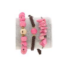 Armbanden set van tagua en acai - Laila roze/crème via MoreThanHip