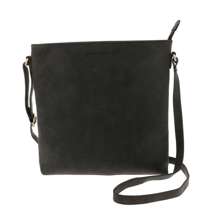 Crossbody schoudertas in mat zwart vintage ecoleer - Bryony from MoreThanHip