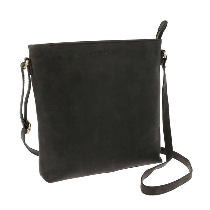 Crossbody schoudertas in mat zwart vintage ecoleer - Bryony from MoreThanHip