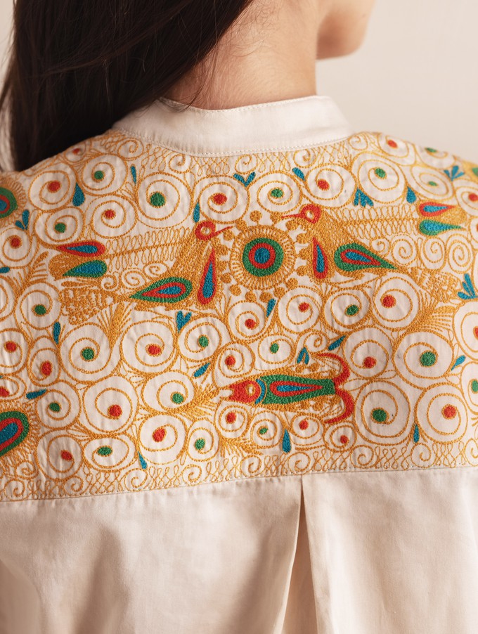 Vilma blouse ochre embroidery from Moyocoyo