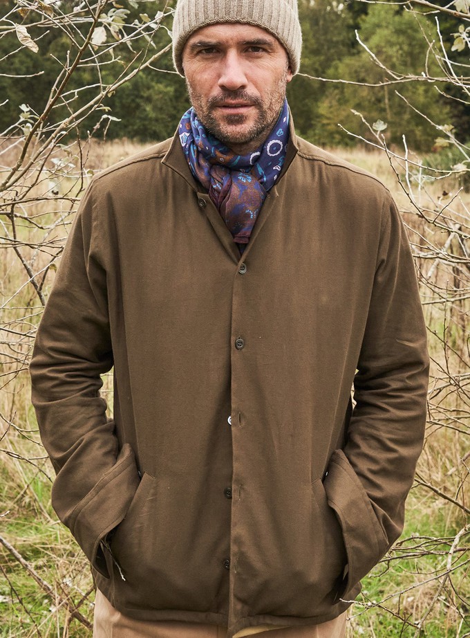 Regenerative Cotton Flannel Dorset Moss St James Overshirt from Neem London