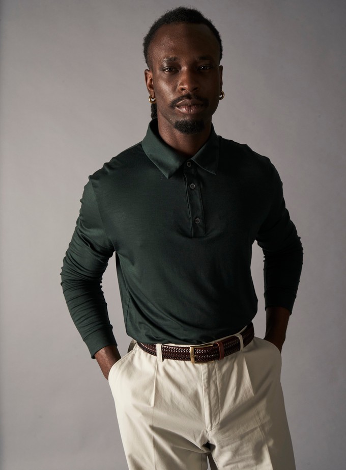 ZQ Merino Deep Neem Super 120s Stretch Polo from Neem London