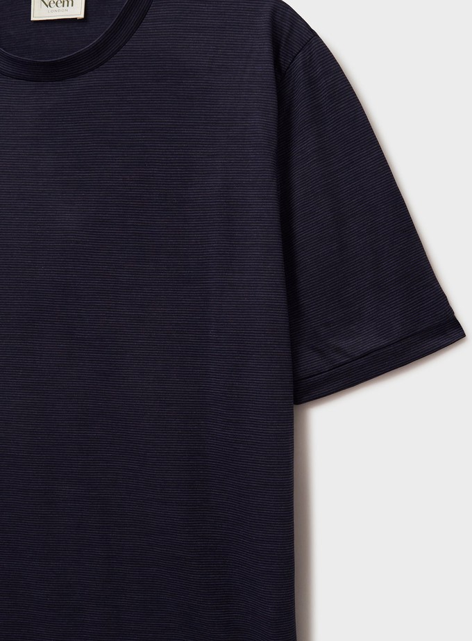 ZQ Merino Navy Stripe Super 120s T-Shirt from Neem London