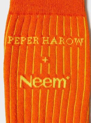 Recycled British Ribbed Cotton Orange Men's Socks from Neem London