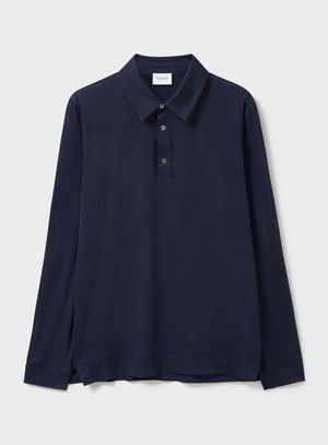 ZQ Merino Wool Jersey Navy Long Sleeve Polo from Neem London