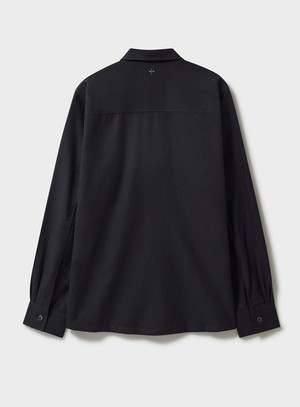 Regenerative Cotton Flannel Black Spitalfields Overshirt from Neem London