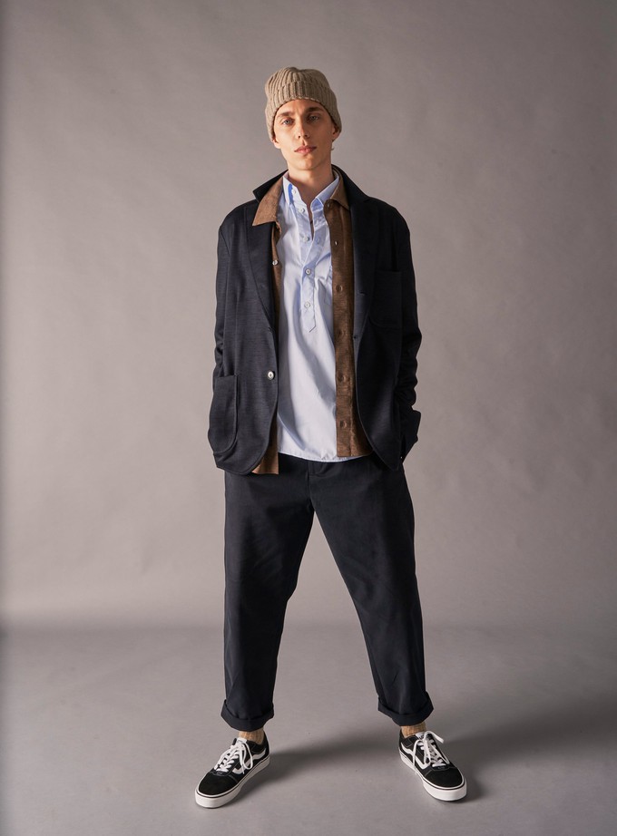 Regenerative Cotton Sky Modern Button-down Popover Shirt from Neem London