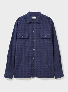 Recycled Italian Flannel Navy & Grey Check Piccadilly Overshirt via Neem London