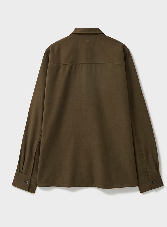 Regenerative Cotton Flannel Dorset Moss St James Overshirt from Neem London
