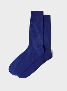 Recycled British Ribbed Cotton Blue Men's Socks via Neem London
