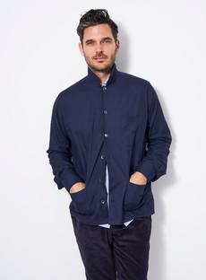 Regenerative Cotton Navy Shirt Jacket via Neem London
