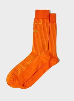 Recycled British Ribbed Cotton Orange Men's Socks from Neem London