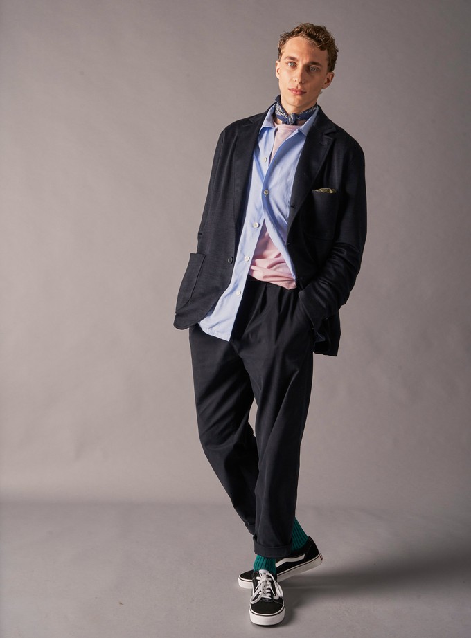 Cotton & Cashmere Navy Como Print Neem Bandana from Neem London