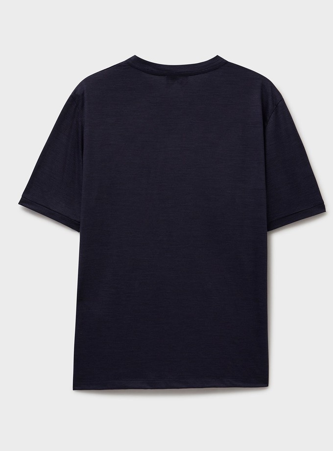 ZQ Merino Navy Stripe Super 120s T-Shirt from Neem London
