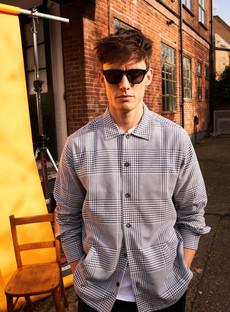 Recycled Cotton Navy Prince of Wales St James Overshirt via Neem London