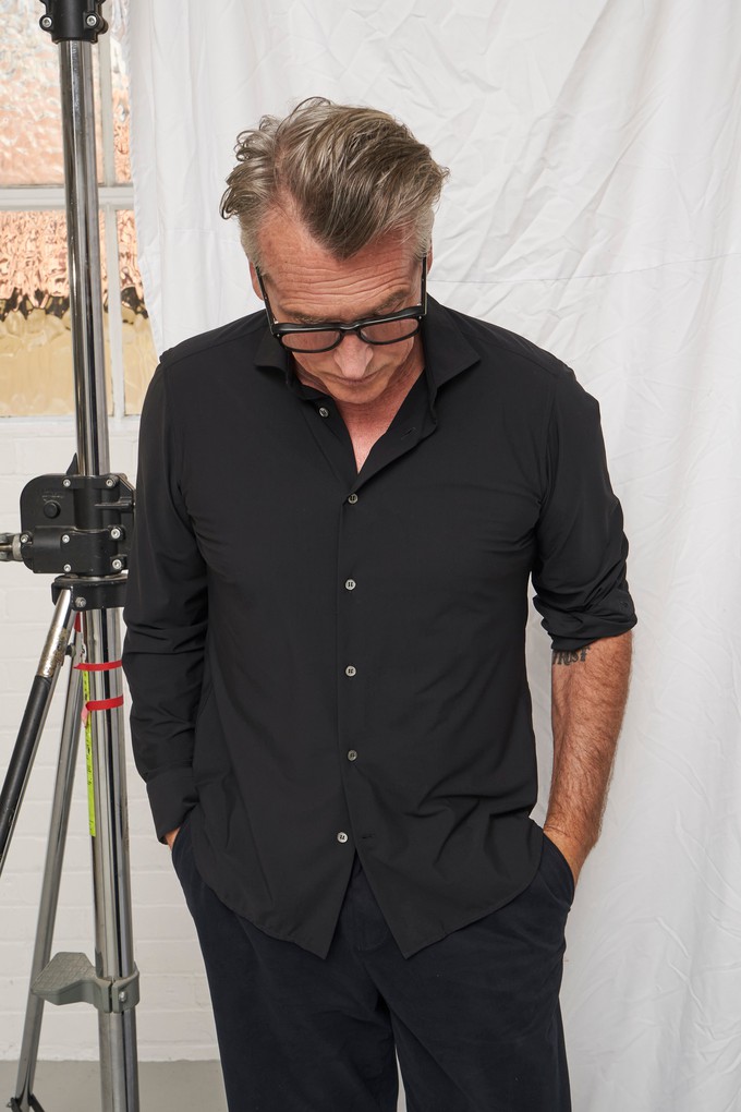 Recycled Italian Black Cut Away Comfort Shirt from Neem London