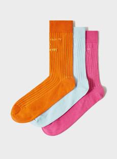 Recycled Ribbed Cotton Pop Colour Men's Socks Multi Pack via Neem London