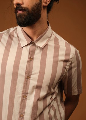 Mocha Stripe Half-Sleeve Shirt from No Nasties