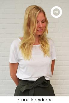 2-Pack 100% Bamboo T-Shirts Crew Neck Women - 201 BF - 370 g van Nooboo