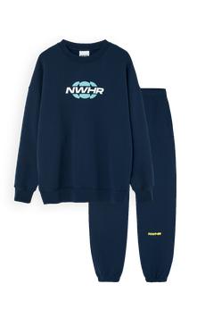 Blue sweatshirt and pants pack via NWHR