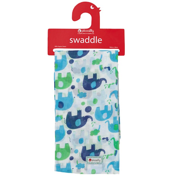 PICCALILLY Swaddle XL Blue Elephant from Olifant en Muis