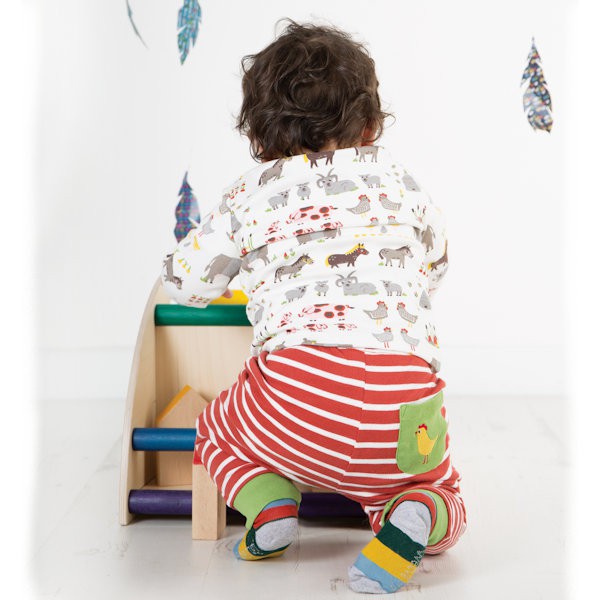 FRUGI Set met boerderijdierenshirt en streepjesbroek from Olifant en Muis