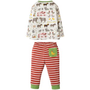 FRUGI Set met boerderijdierenshirt en streepjesbroek from Olifant en Muis