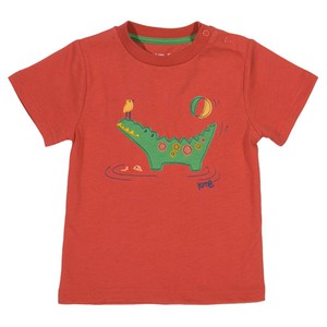 Rood shirt van organisch katoen met krokodil en vogeltje from Olifant en Muis