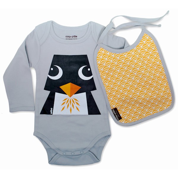 COQ EN PATE Set van romper en slab met pinguin print from Olifant en Muis