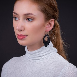 Marquise Intricate Recycled Rubber Earrings from Paguro Upcycle