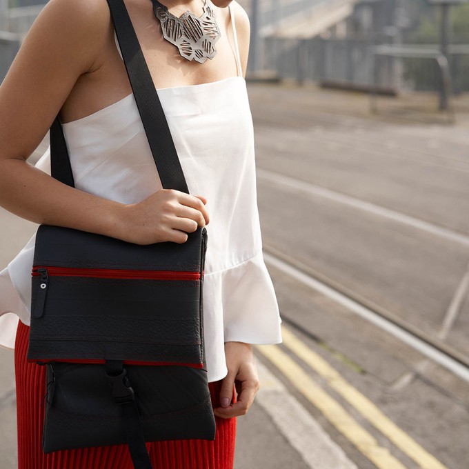 Jen Foldover Recycled Rubber Vegan Crossbody Bag (6 Colours Available) from Paguro Upcycle