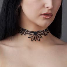 Lotus Recycled Rubber Statement Choker via Paguro Upcycle