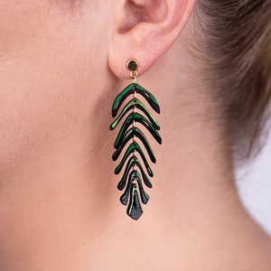Areca Palm Leaf Reclaimed Rosewood Dangle Earrings from Paguro Upcycle