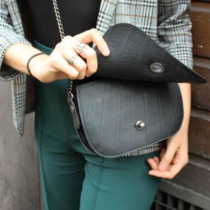 Becca Classic Black Vegan Saddle Bag from Paguro Upcycle