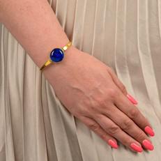Safi Recycled Brass & Blue Glass Bangle via Paguro Upcycle