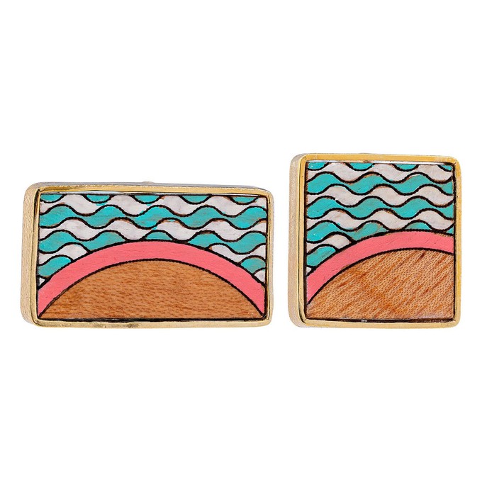Seaside Recycled Wood Gold Earrings from Paguro Upcycle