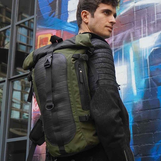 Soldier Water Resistant Vegan Backpack with Laptop Compartment from Paguro Upcycle