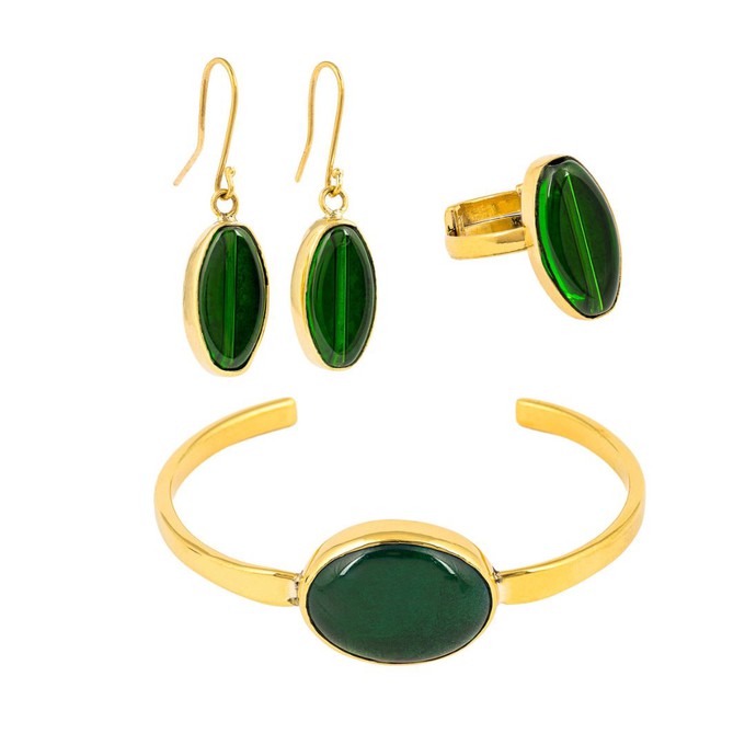 Tena Recycled Glass & Brass Earrings from Paguro Upcycle