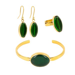 Tena Recycled Glass & Brass Earrings from Paguro Upcycle
